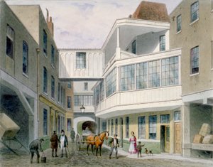Vue de la Taverne Cross Keys, Wood Street, City de Londres, vers 1850