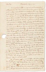 Lettre autographe à John Page, Philadelphie, 30 juillet 1776 - Thomas Jefferson