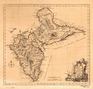 Guadaloupe une des îles Caribbee soumises à la France dans les Antilles, LOC 75693286 - Thomas Jefferys