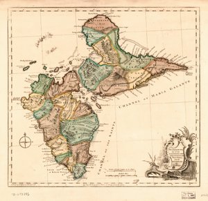 Guadaloupe une des îles Caribbee soumises à la France dans les Antilles, LOC 75693285 - Thomas Jefferys