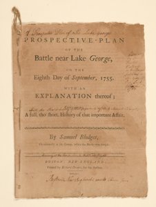 Plan projectif de la bataille près du lac George. Texte (partie B) par Samuel Blodgett - Thomas Johnston
