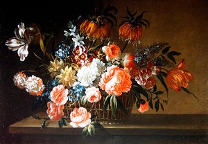 Nature morte de roses, œillets et tulipes