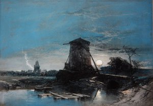 Paysage hollandais au clair de lune - Thomas Leeson the Elder Rowbotham