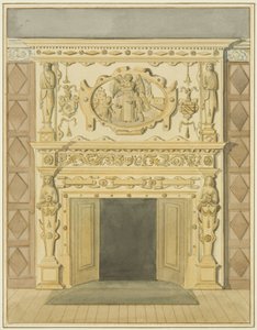 Cheminée dans la bibliothèque de droit