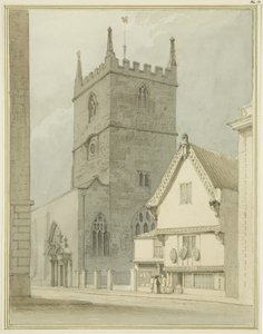 Église Saint-Pierre et le presbytère dans la rue Saint-Pierre