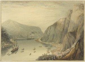 Vue entre les rochers de St Vincent, montrant M. Courtney prenant son vol terrifiant - Thomas Leeson the Elder Rowbotham
