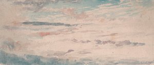 Étude de nuages - Alto-cumulus bleu et rouge tacheté