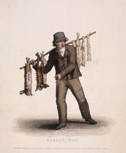 Vendeur de lapins portant une perche avec des lapins, 1820