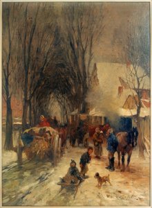 Rue de village en hiver