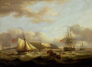 Un cutter passant derrière une frégate, début du XIXe siècle - Thomas Luny
