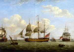 HMS Maria Anna-Earl of Chatham- Achilles-Thomas Luny - Thomas Luny