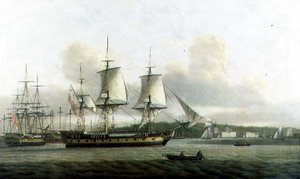 Le "Leda" en deux positions au large de Greenwich