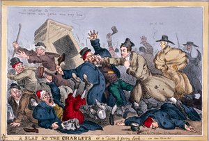 Une claque aux Charleys ou une farce de Tom & Jerry, voir New Poliece Bill, 1829