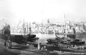 Vue du port et de la ville de Newcastle upon Tyne, depuis Rope Walk, Gateshead, gravé par Robert Havell, 1819