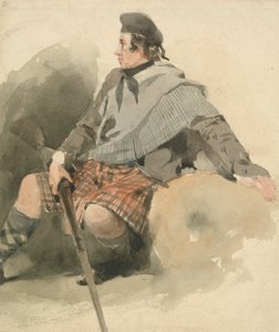 Un Highlander assis