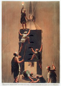 Passage de la deuxième à la troisième galerie dans la Grande Pyramide, Gizeh, Égypte, 1802