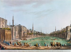 Place principale au Caire, avec le palais de Murad Bey, Égypte, 1802