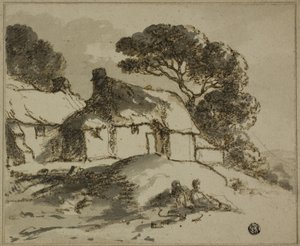 Chalets et arbres à flanc de colline - Thomas Monro