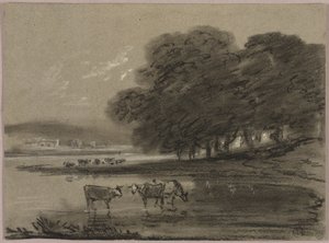 Paysage avec vaches