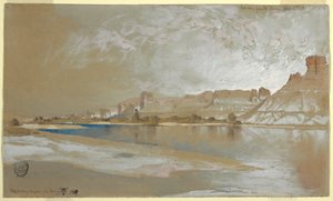 Dessin, Green River depuis le bac, Territoire du Wyoming, 11 septembre 1889 - Thomas Moran