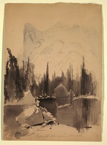 Dessin, lac Mirror, Yosemite, 1872