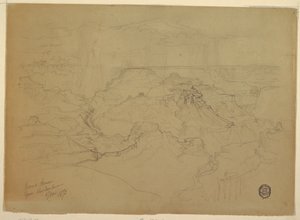 Dessin, Le Grand Canyon sous la pluie, 1873
