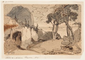 Route dans un paysage de montagne - Thomas Moran