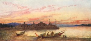 Village de Siwash, côte pacifique (lithographie couleur)