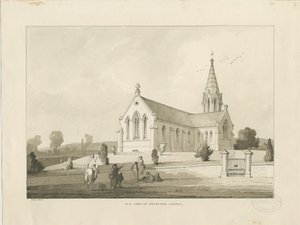 Chapelle de Brereton : [Église St. Michael, Brereton] dessin au lavis, 1838 - Thomas Peploe Wood