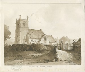 Église de Bucknall : dessin à la sépia - Thomas Peploe Wood