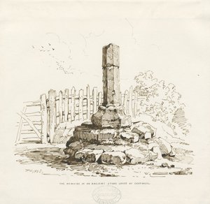 Moreton - Restes de la croix de pierre à Chatwell (1838) - Thomas Peploe Wood