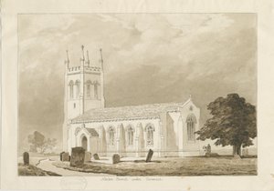 Église de Norton Canes : dessin au lavis sépia