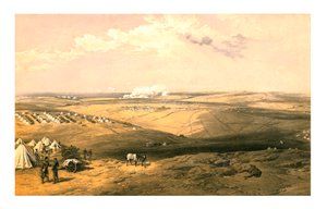 Vue lointaine du quartier général de Lord Raglan avant Sébastopol, 1855