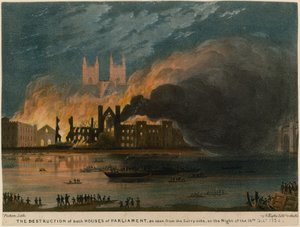 La destruction des deux chambres du Parlement vue du côté de Surrey