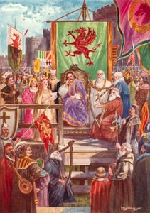 Rhys ap Gruffydd présidant le premier Eisteddfod, château de Cardigan, Pays de Galles