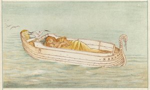 Danaé et Persée (lithographie en couleur) - Thomas Ralph Spence