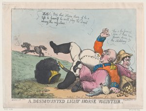 Un volontaire de cavalerie légère démonté, 30 juin 1804 - Thomas Rowlandson