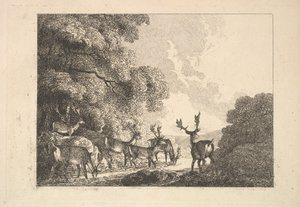 Un groupe de cerfs buvant, 1784-88