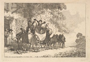 Une diligence chargée devant un relais de poste - Thomas Rowlandson