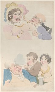 Un homme séduit par une femme, et fumant un client, 1800