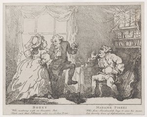 Frontispice de Bozzy et Madame Piozzi, Bozzy et Piozzi par Peter Pindar, 1780-86 - Thomas Rowlandson