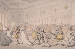 Courtisans traversant la salle de garde, Palais de St James, Londres, vers 1808 - Thomas Rowlandson
