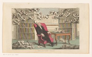 Le Docteur Syntax dormant dans une bibliothèque - Thomas Rowlandson