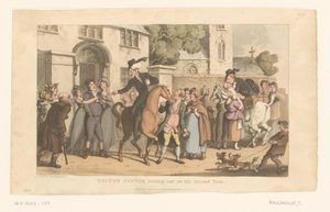 Le docteur Syntax quitte le village à cheval - Thomas Rowlandson