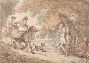 Dr. Syntax attaché à un arbre par des bandits de grand chemin - Thomas Rowlandson