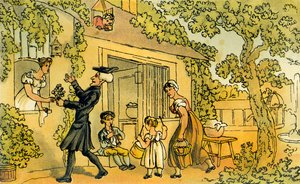 Dr Syntax présentant une offrande florale