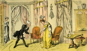 Le Dr Syntax reçu par la servante au lieu de la maîtresse - Thomas Rowlandson