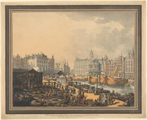 Feyge Dam, avec une partie du marché aux poissons à Amsterdam - Thomas Rowlandson
