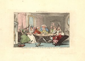 Gentleman essayant de jouer du pied avec une beauté à table