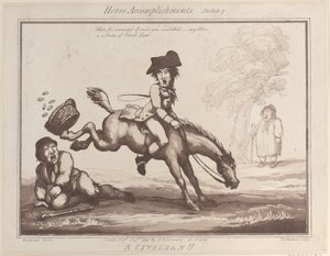 Accomplissements équestres, Croquis 7 : Un civil !!, 1er août 1799 - Thomas Rowlandson